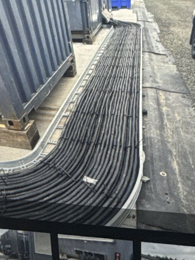 Long run of data and security cabling on a cable tray